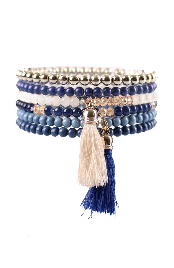 Blue-Tassel-Bracelet-Set