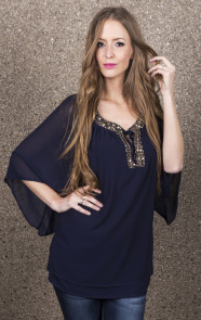 Wijde-Tuniek-Blauw-Kralen