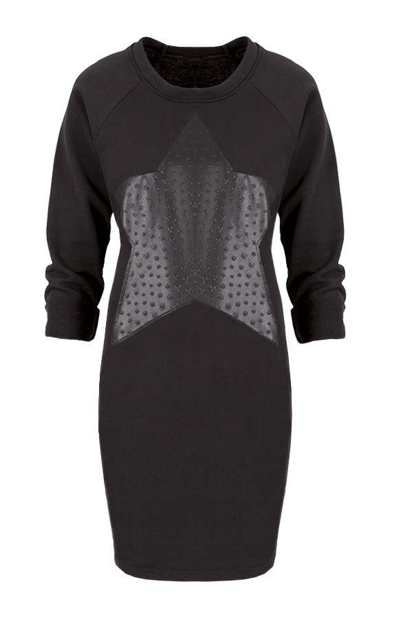 Leather-Star-Dress-Black