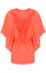 Lace-Pompon-Tuniek-Coral