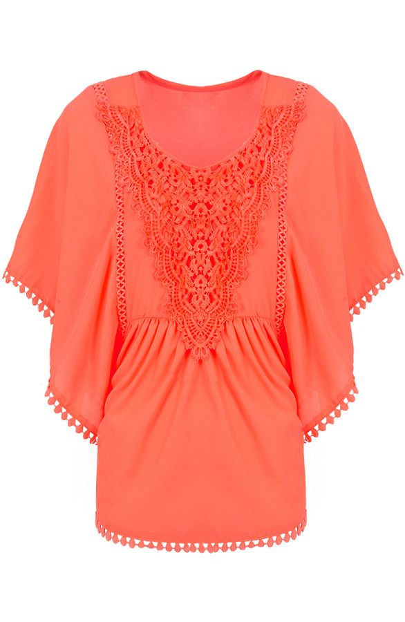 Lace-Pompon-Tuniek-Coral