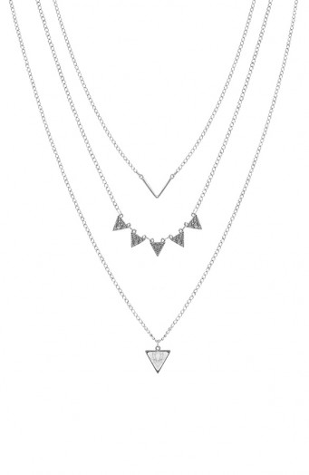 Layered Marble Necklace Silver