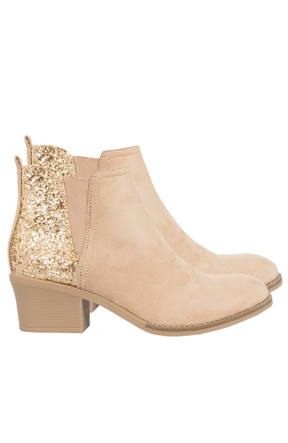 Metallic-Sparkle-Booties-Beige