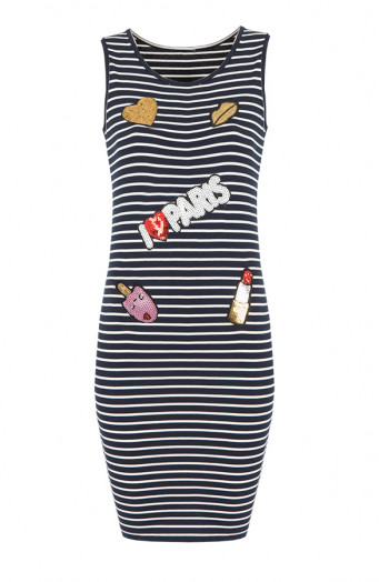 Navy Striped Patches Dress