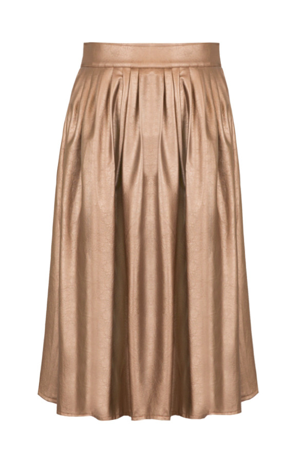 Metallic-Leather-Skirt-Bronze