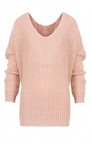 Oversized-V-Sweater-Pink