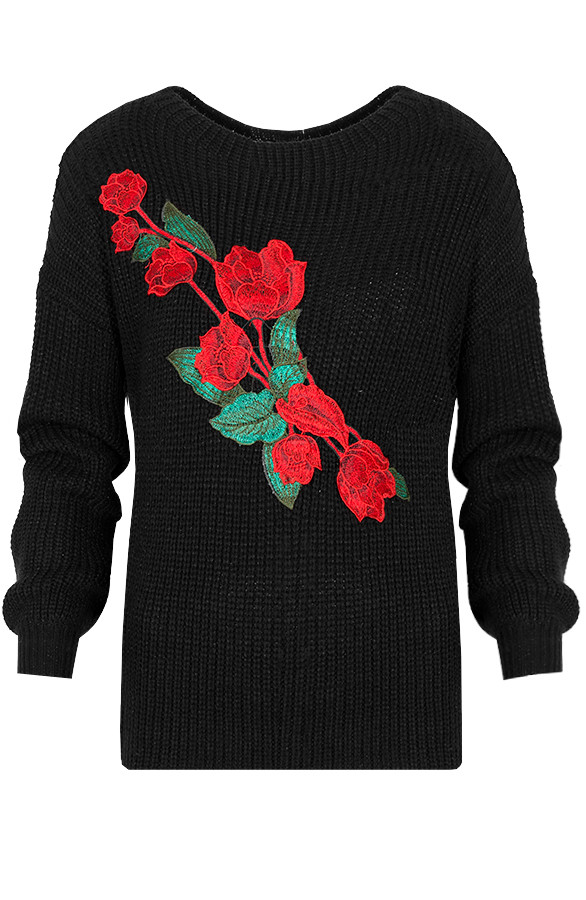 Roses-Sweater-Black