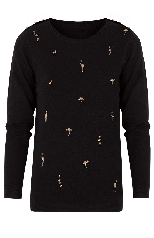 Flamingo-Sweater-Zwart