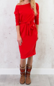 strik-jurken-dames-rood