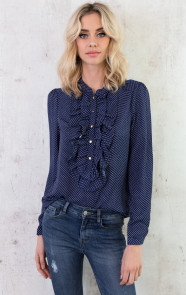 ruches-blouse-stippenprint