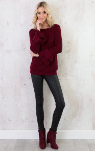 ruches-mouwen-truien-rood