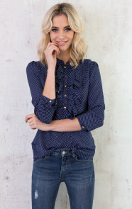 stippen-blouse-met-ruches