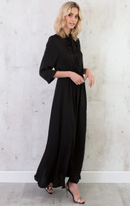 zijde-maxi-jurken-zwart