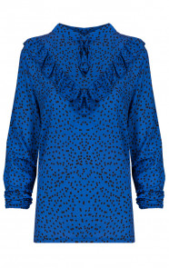 Polka-Ruches-Blouse-Kobalt