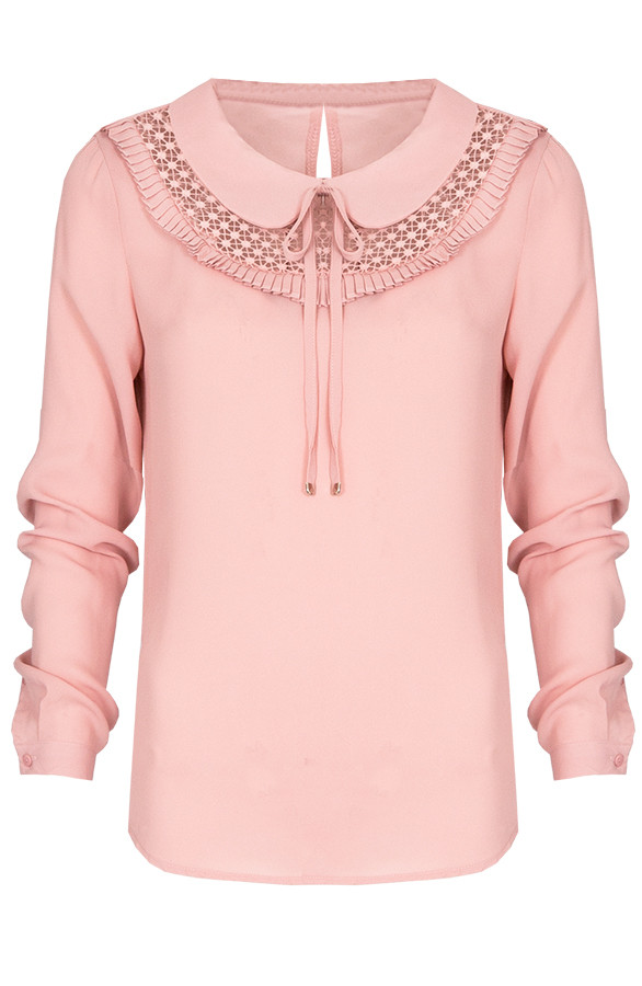 Collar-Ruches-Blouse-Roze