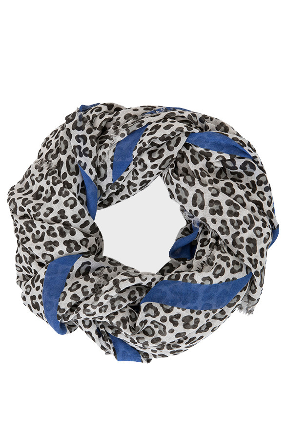 Leopard-Sjaal-Bies-Blauw