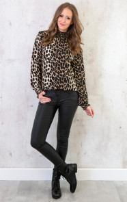 panterprint-blouse-bruin