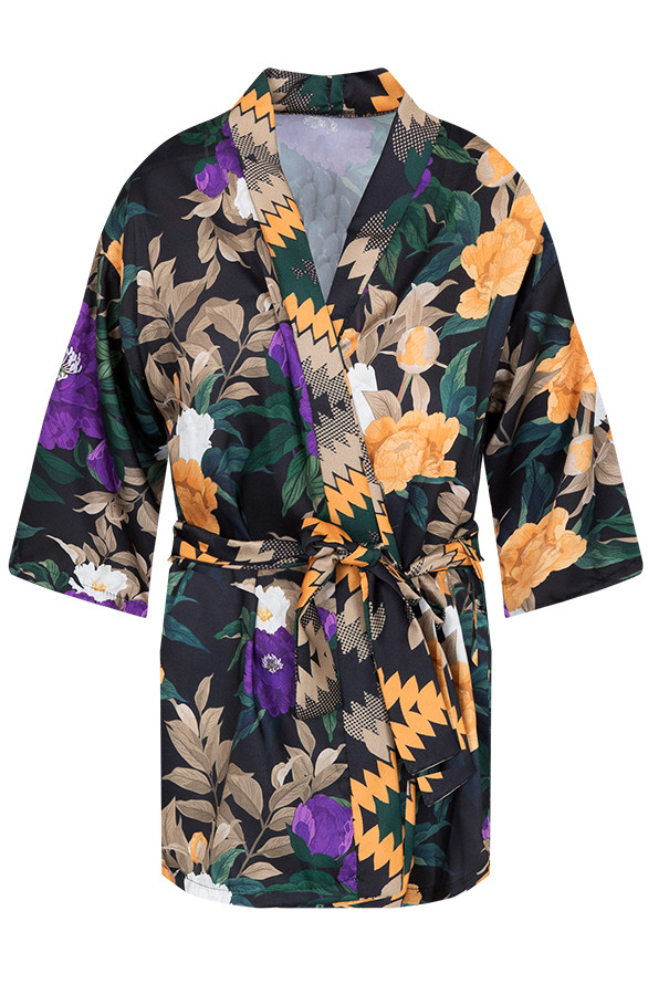 Kimono-Bloemen-Zwart