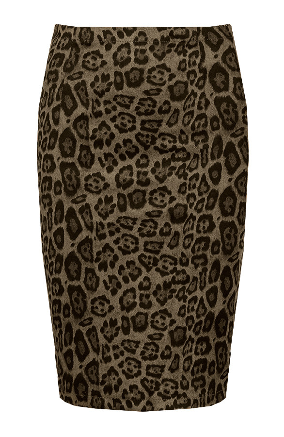 Leopard-Suede-Rok-Legergroen