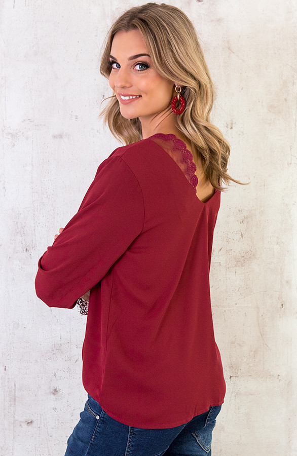 Romance Lace Blouse Bordeaux Fashionmusthaves Nl