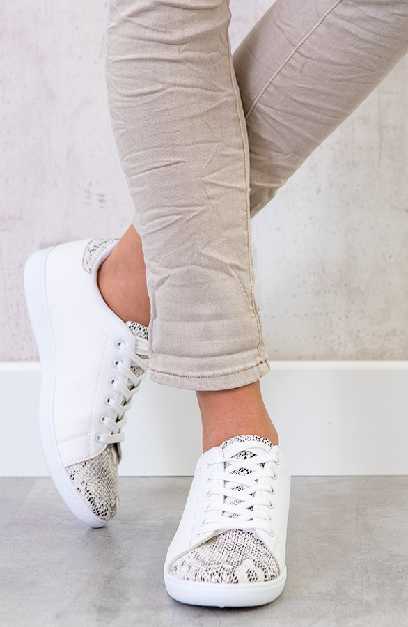 Witte Sneakers Sneakers Slangenprint Dames Sneakers