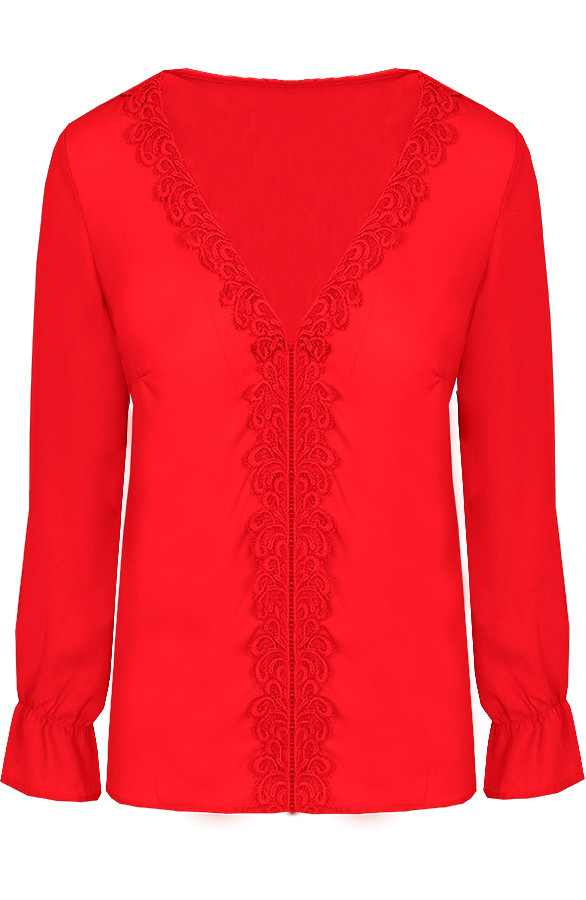 Blouse-Kant-Rood