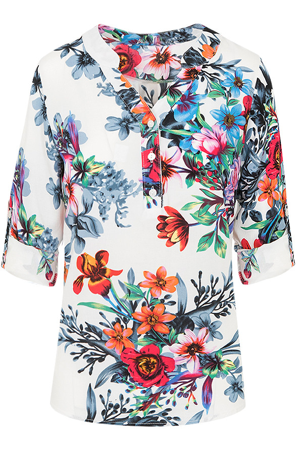 Blouse-Bloemen-Wit-Kobalt