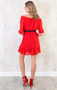 off-shoulder-jurken-rood
