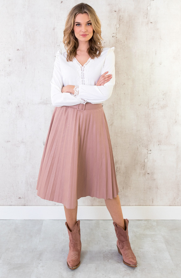 Leren-Plisse-Rok-Roze-4