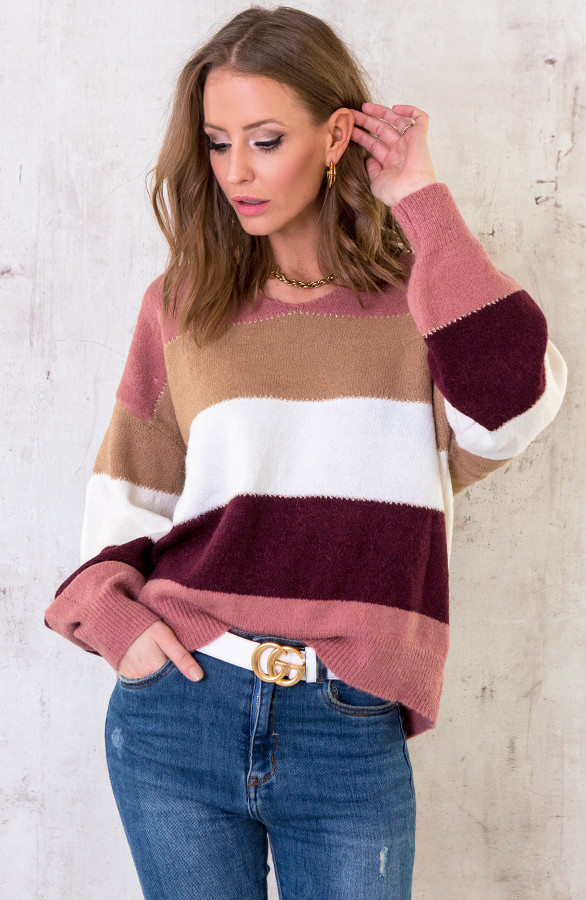 Gestreepte Dames Trui Roze | Themusthaves.nl Gestreepte Dames Trui Blauw | Themusthaves.nl