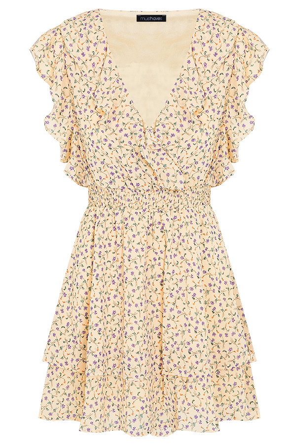 Liuka Mini Dress in Smudge Floral Geel main image 1