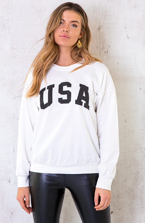 USA Sweater Offwhite | fashionmusthaves.nl