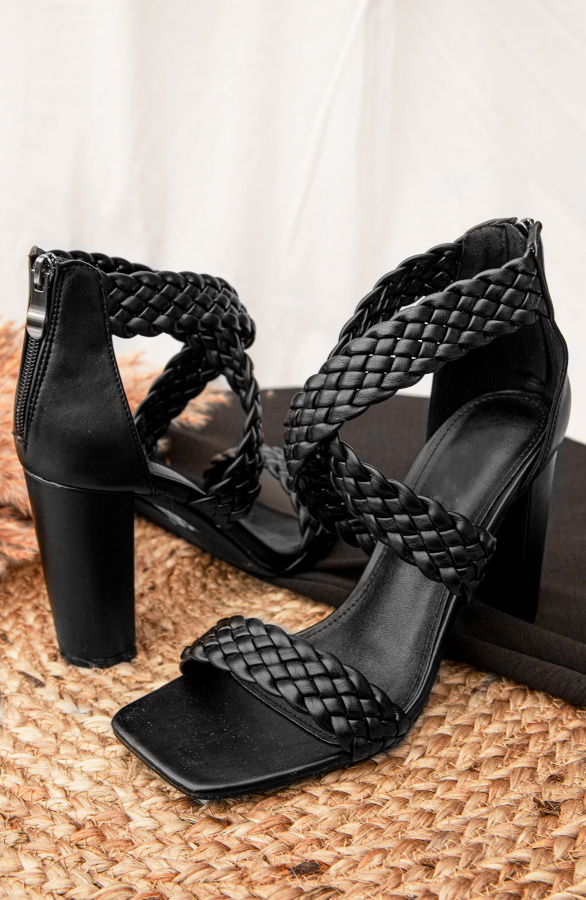 Maya Braided Heels in Black