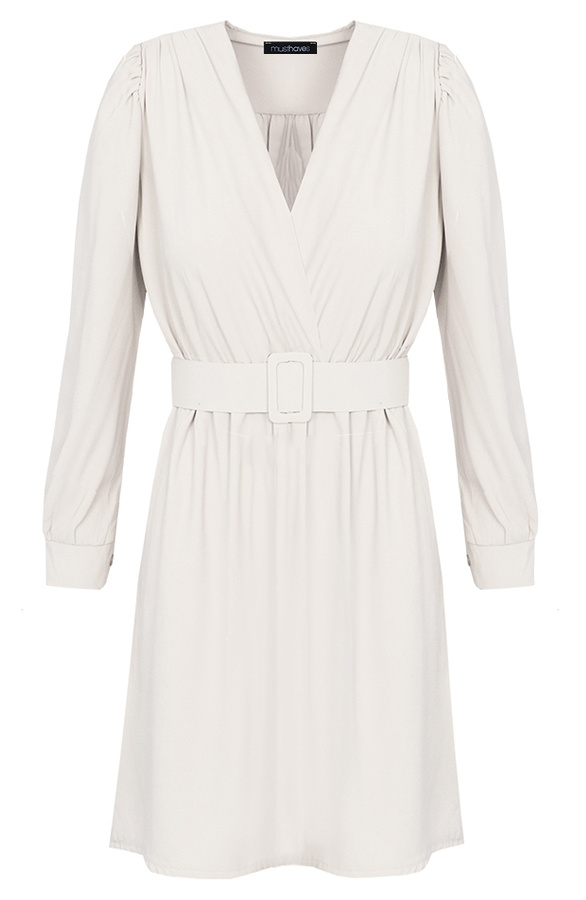 Jurk-Met-Ceintuur-Beige