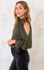 Cold-Shoulder-Blouse-Army-3