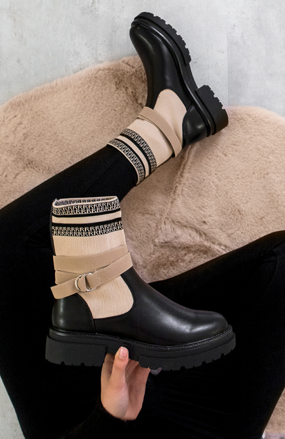 Gesp-Boots-Luxury-Beige-Zwart-1