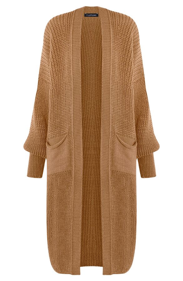Lang-Gehaakt-Pocket-Vest-Camel