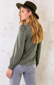 Silk-Knopen-Blouse-Army-2