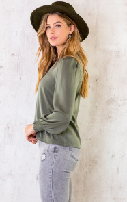 Silk-Knopen-Blouse-Army-3