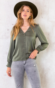 Silk-Knopen-Blouse-Army-5