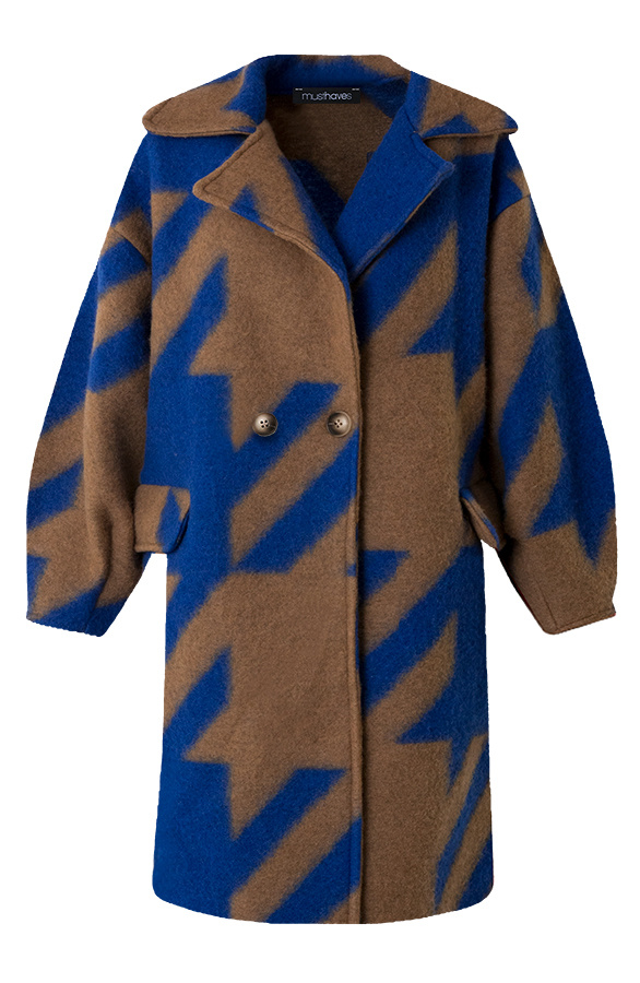 Oversized-Woven-Coat-Blauw-Camel