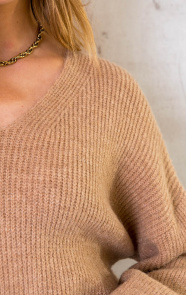 Essential-Knitted-V-Sweater-Camel-2