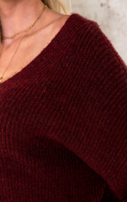 Knitted-V-Sweater-Bordeaux-1