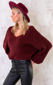 Knitted-V-Sweater-Bordeaux-3