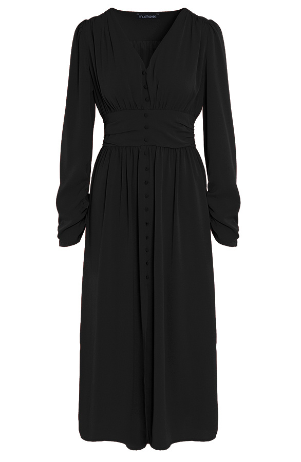 Maxi-Jurk-Met-Sierknopen-Zwart
