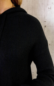 Midi-Jurk-Met-Capuchon-Zwart