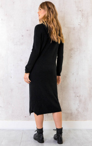 Midi-Jurk-Met-Capuchon-Zwart-3