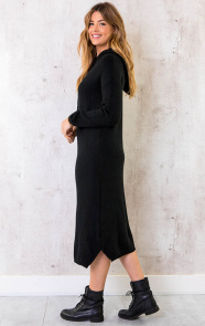Midi-Jurk-Met-Capuchon-Zwart-4