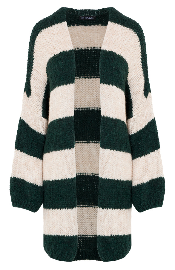 Midi-Knitted-Strepen-Vest-Smaragd