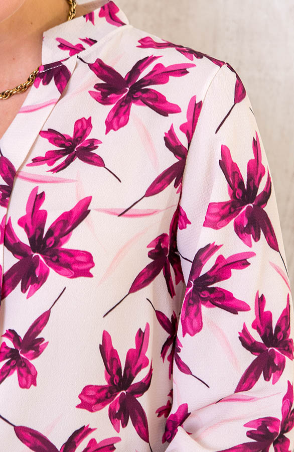 Bloemen Blouse Dames Ecru Roze Fashionmusthaves Nl